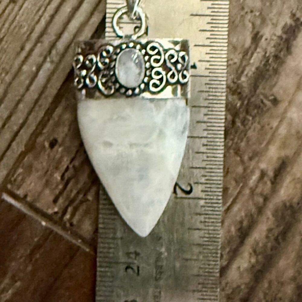 Natural Moonstone Pendant Necklace Silver Shield Boho Jewelry Gift New - Picture 4 of 6